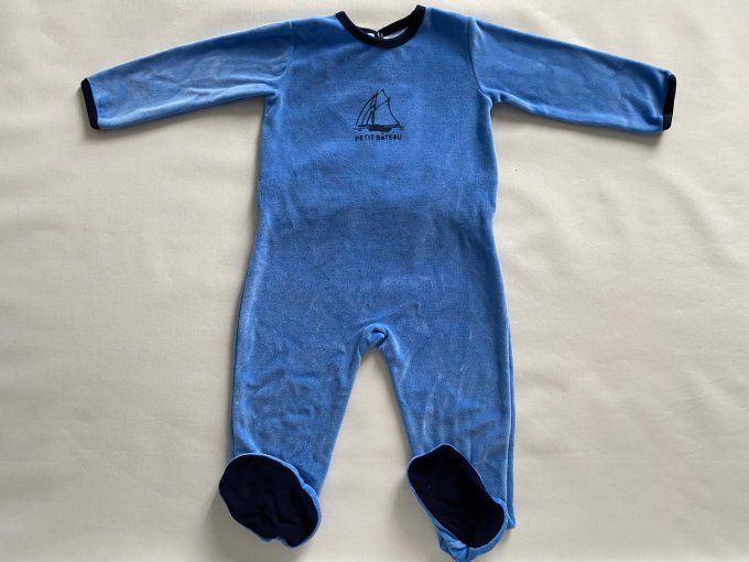 Pyjama velours bleu motif bateau Petit Bateau 2 ans 86 cm d'occasion