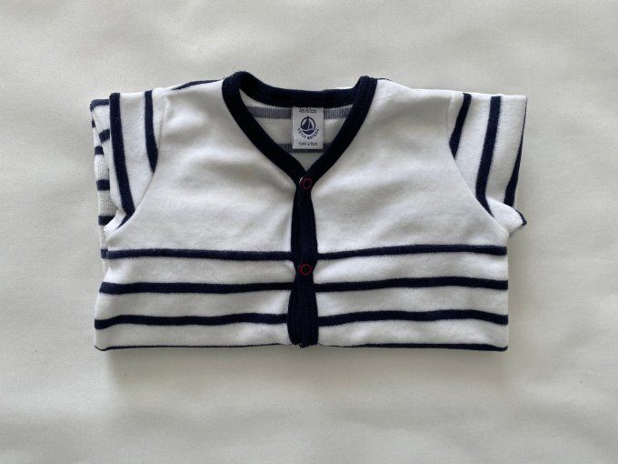 Pyjama blanc et bleu rayé velours Petit Bateau 6 mois d’occasion