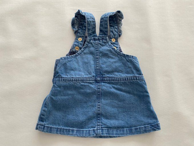 Robe à bretelles en jean motif fleurs 3 mois Sergent Major d’occasion