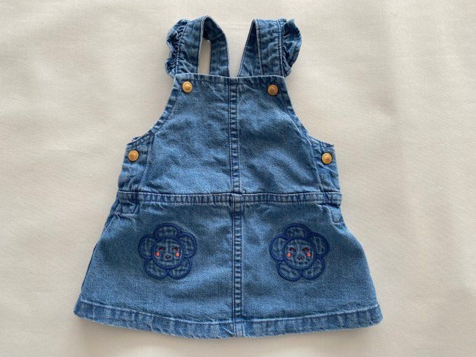 Robe à bretelles en jean motif fleurs 3 mois Sergent Major d’occasion