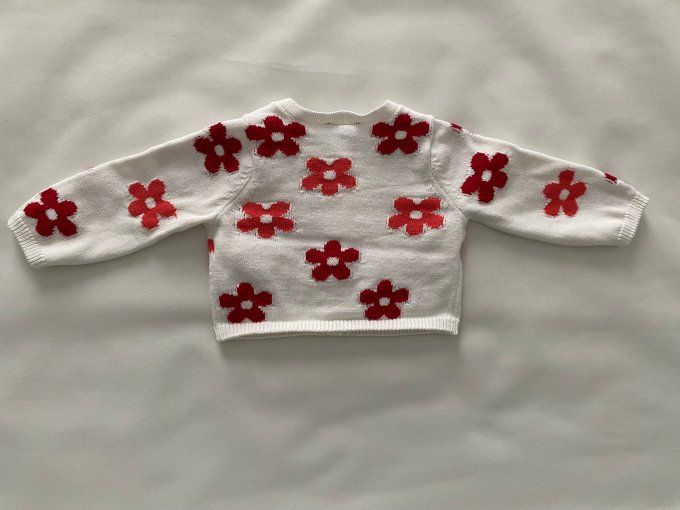 Gilet blanc Sergent Major motif fleurs rouges et oranges 3 mois d'occasion