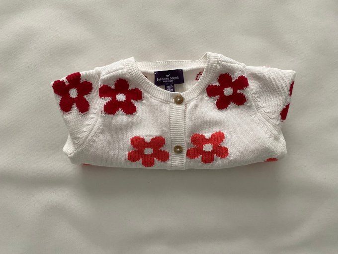 Gilet blanc Sergent Major motif fleurs rouges et oranges 3 mois d'occasion