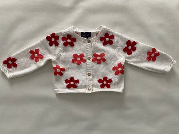 Gilet blanc Sergent Major motif fleurs rouges et oranges 3 mois d'occasion