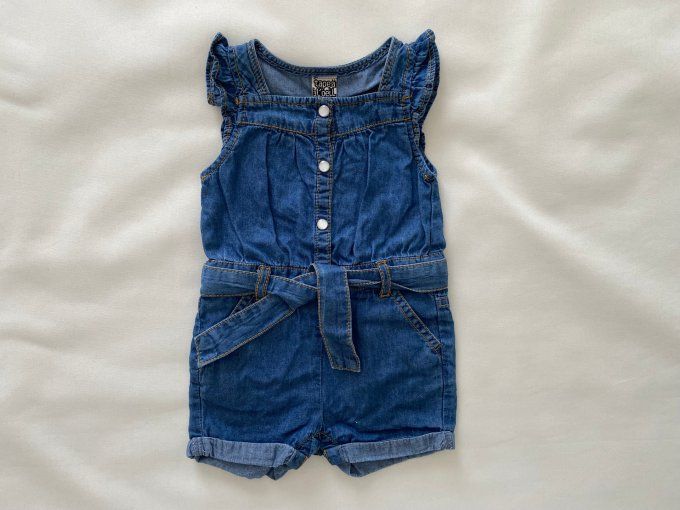 Combi-short bleu sans manches ceinture ruban Tape à l'Œil 6 mois d'occasion