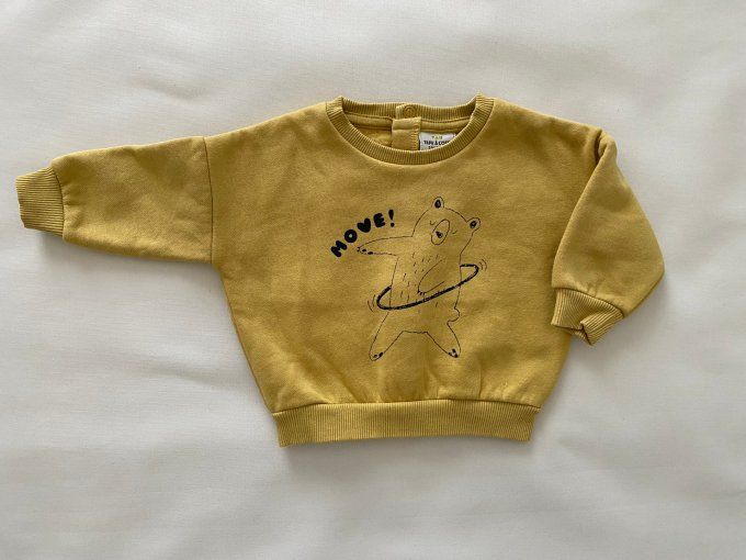 Sweat jaune chaud inscription Move motif ours Tape à l'Œil 3 mois d'occasion