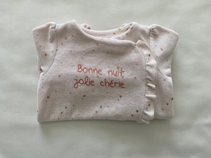 Pyjama rose pâle Tape à l’oeil motifs étoiles dorées bonne nuit jolie chérie 12 mois d’occasion