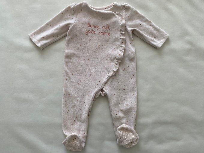 Pyjama rose pâle Tape à l’oeil motifs étoiles dorées bonne nuit jolie chérie 12 mois d’occasion