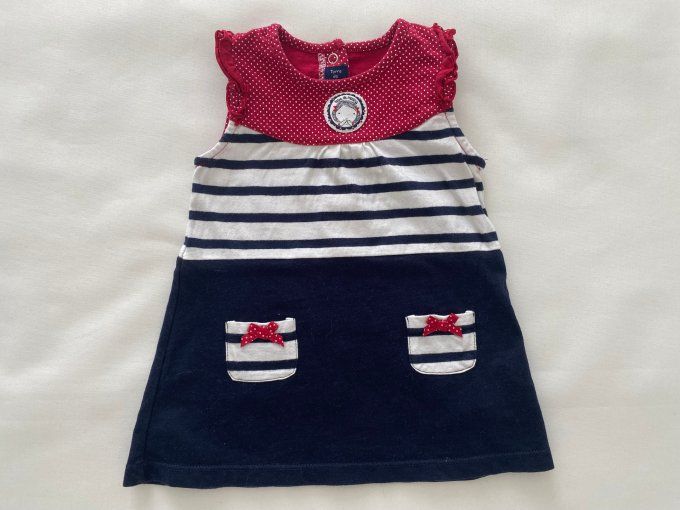 Robe sans manches rayée bleu marine rouge bandana assorti Terre de Marins 9 mois d'occasion