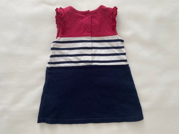 Robe sans manches rayée bleu marine rouge bandana assorti Terre de Marins 9 mois d'occasion