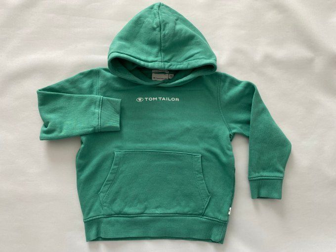 Sweat vert à capuche Tom Tailor coton organic 4-5 ans d'occasion