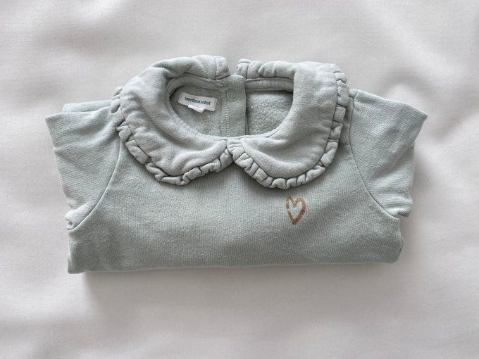 Pyjama vert clair Vertbaudet motif coeur doré col 6 mois d’occasion