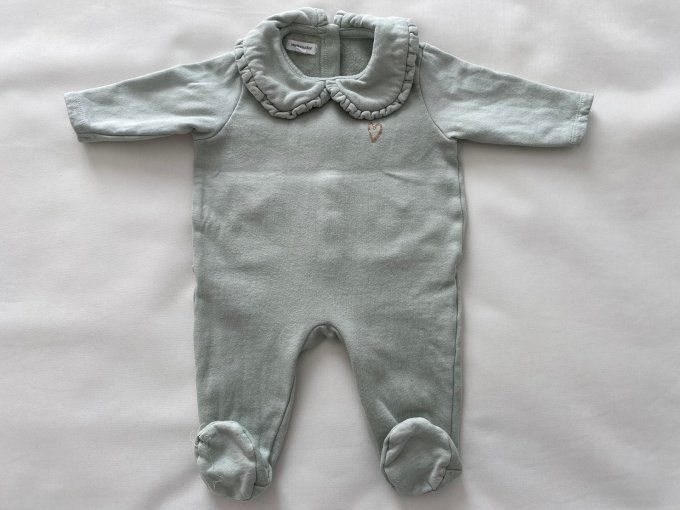 Pyjama vert clair Vertbaudet motif coeur doré col 6 mois d’occasion