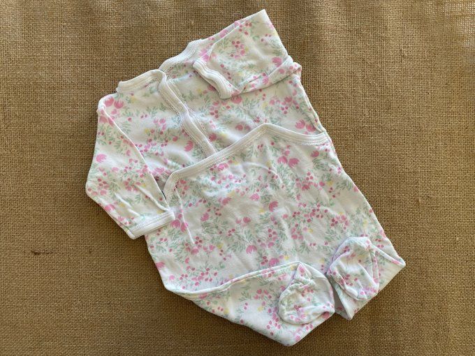 Pyjama bébé Petit Bateau 3 mois blanc motifs fleurs été d'occasion