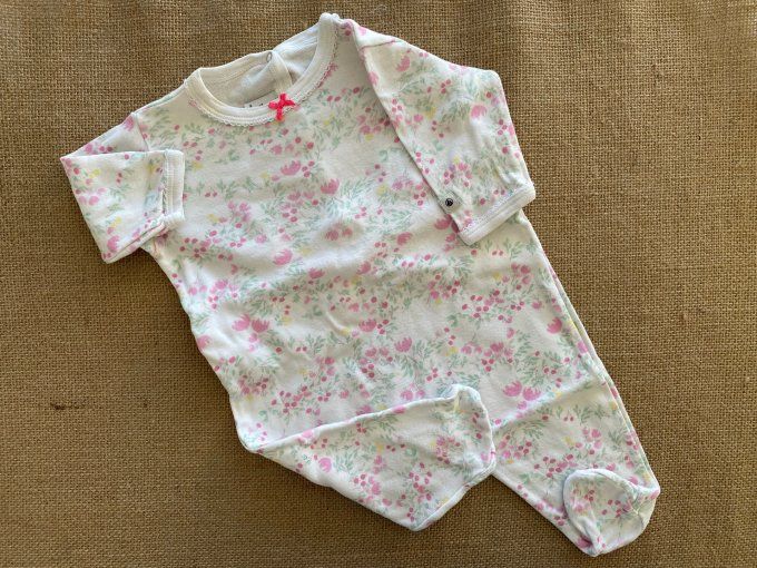 Pyjama bébé Petit Bateau 3 mois blanc motifs fleurs été d'occasion